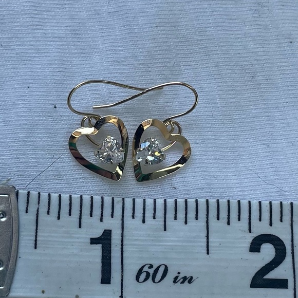 14K Heart Dangle Earrings - Picture 3 of 4